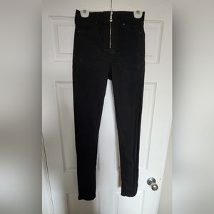 Topshop Black High-Waist Skinny Jeans with Front Zip